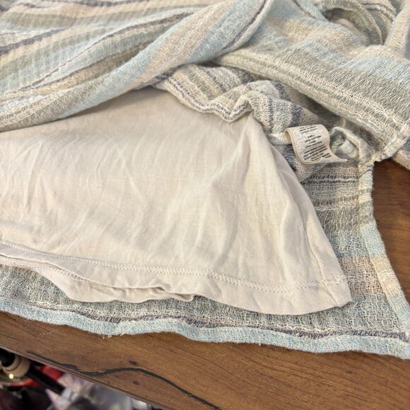 Soft Surroundings Seaside Blue Sand Woven Cotton Pullover Blouse Top Womens Med - Picture 11 of 11